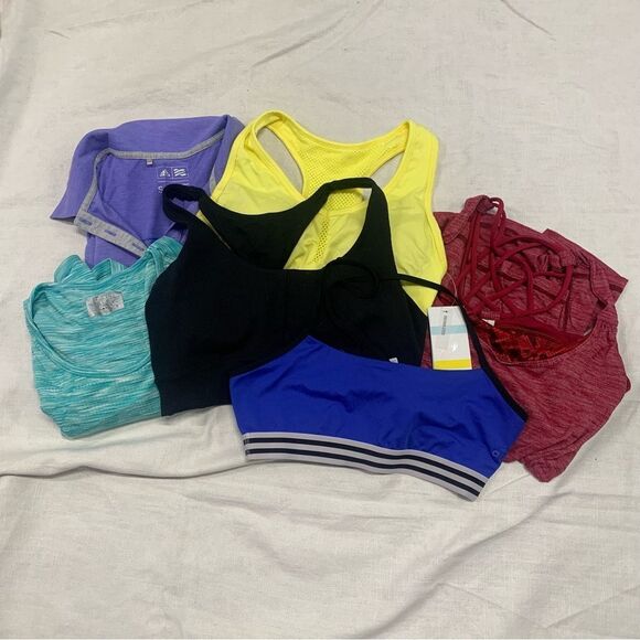 Adidas Zella Lululemon Athleta Sz S Padded Sports bra Tank Top Tee Lot of 6 - Picture 1 of 8
